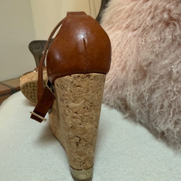 Jimmy Choo Portia Wedge Cork Leather Platform Sandal 37 6.5 7 - Picture 5 of 9
